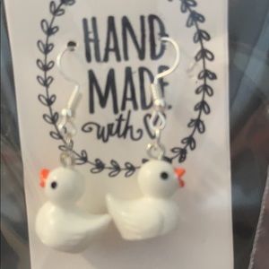White ducky earrings